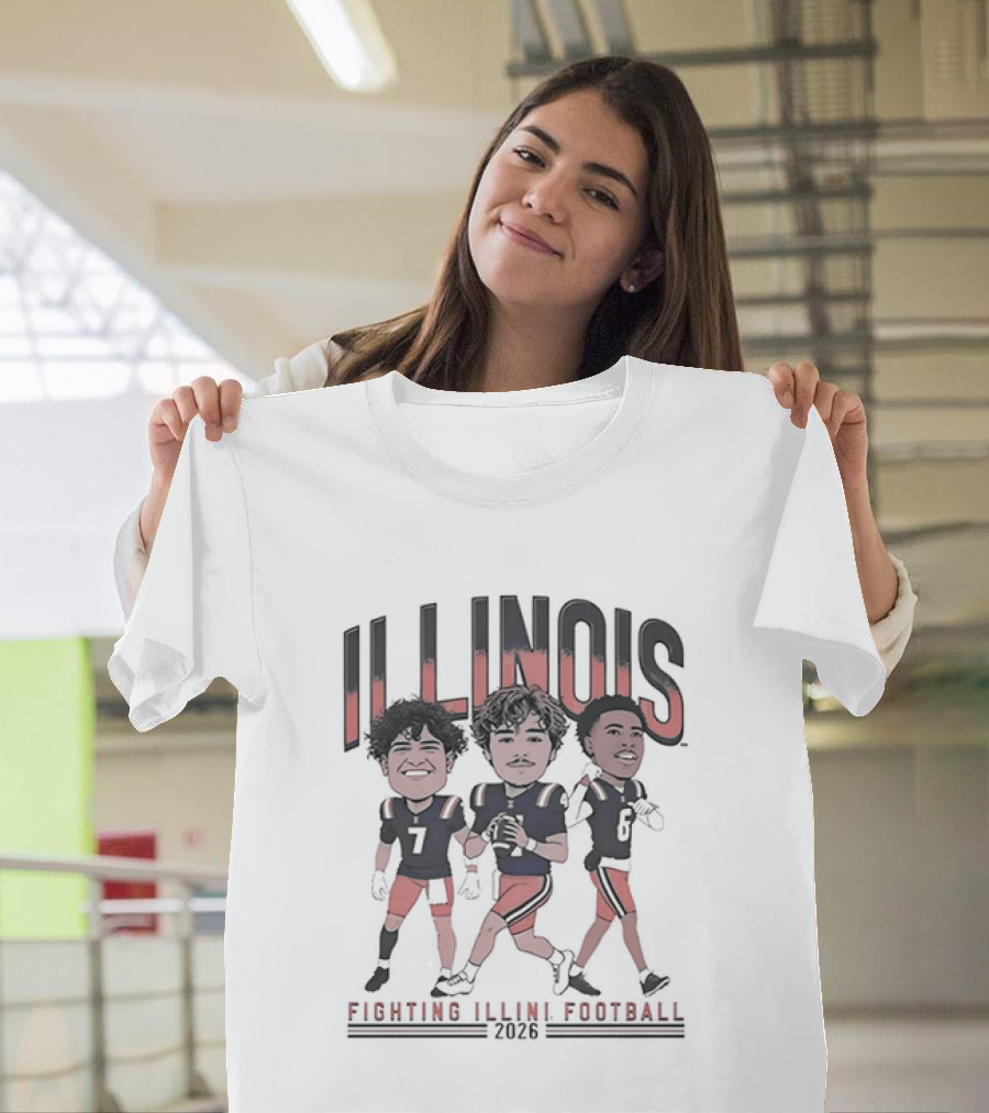 Illinois Fighting Illini Football 2026 Caricature Players Team Spirit T-Shirt