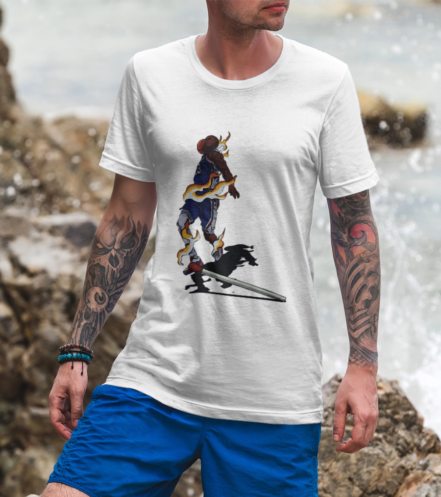 LeBron James Basketball Player Fiery Dunk Match Stick T-Shirt