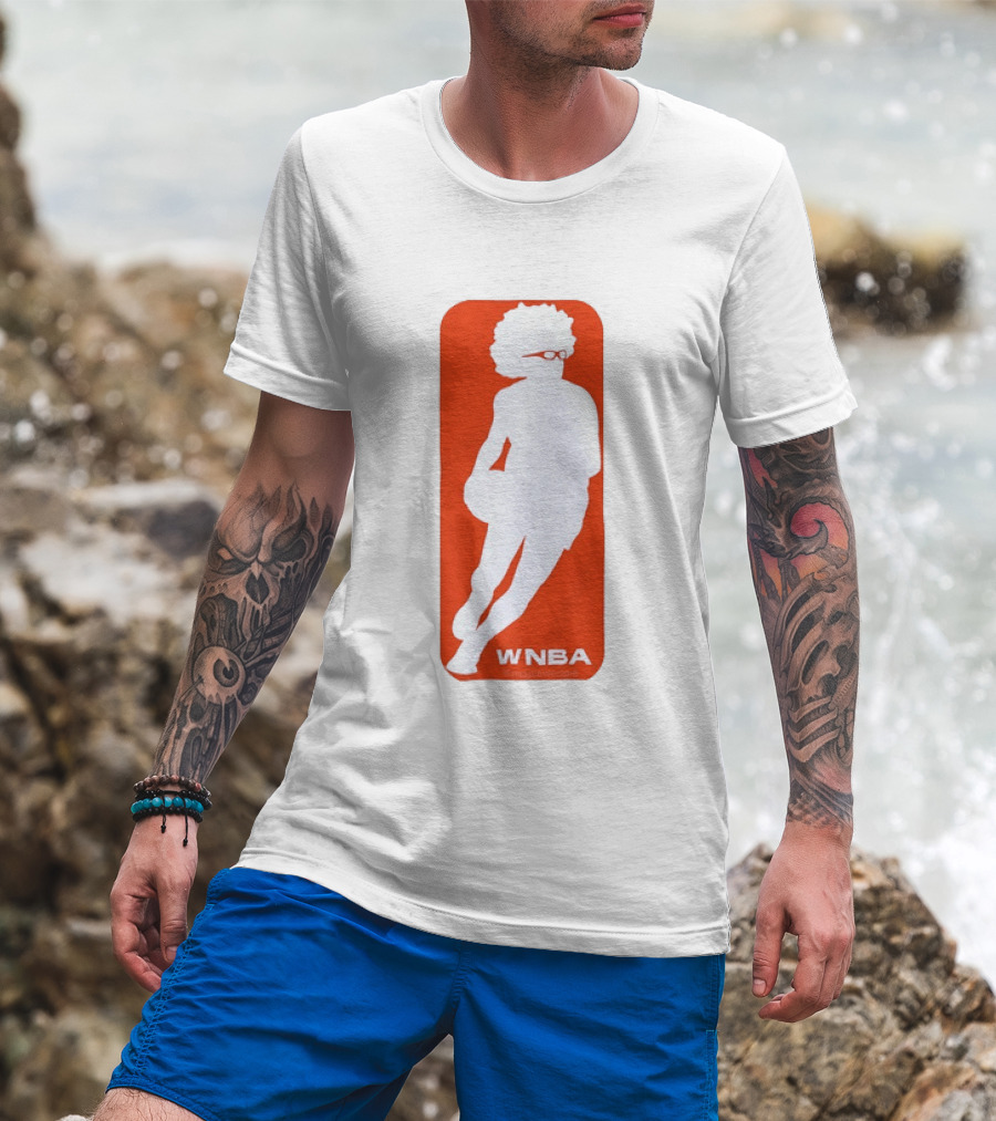 WNBA Maplewedgie Basketball Player White Silhouette On Orange T-Shirt