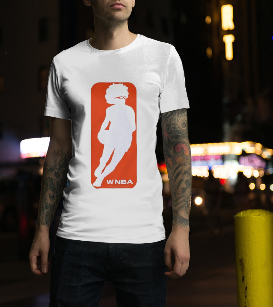 WNBA Maplewedgie Basketball Player White Silhouette On Orange T-Shirt