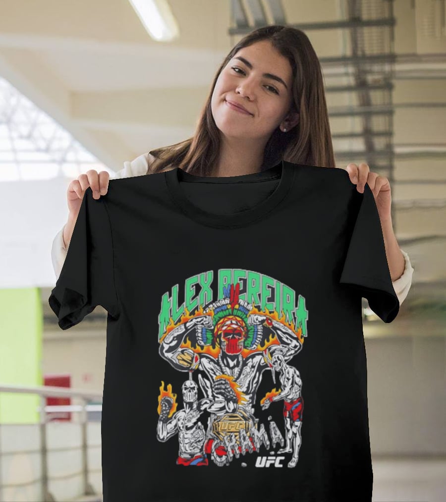 Alex Pereira Chama UFC Fighter Art With Flames And Traditional Headdress T-Shirt