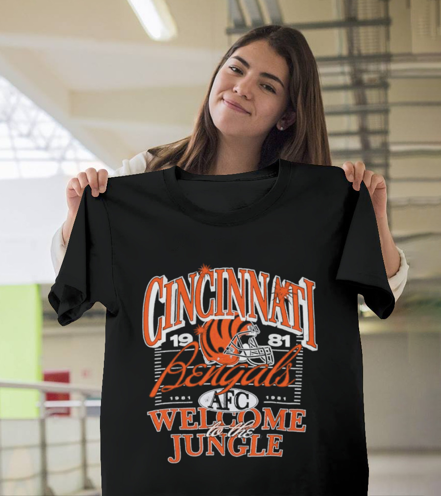 Cincinnati Bengals 1981 Welcome To The Jungle AFC Helmet T-Shirt
