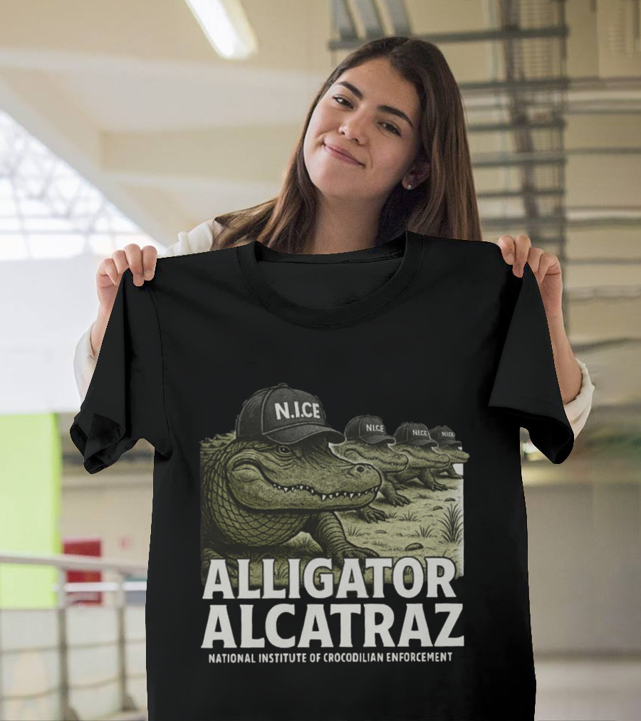 Alligator Alcatraz N.I.C.E. National Institute Of Crocodilian Enforcement T-Shirt