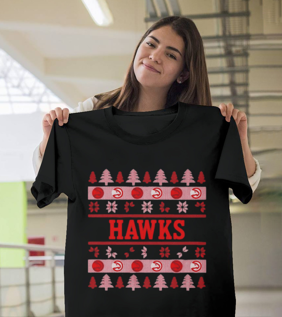 Atlanta Hawks Basketball Holiday Ugly Christmas Sweater T-Shirt