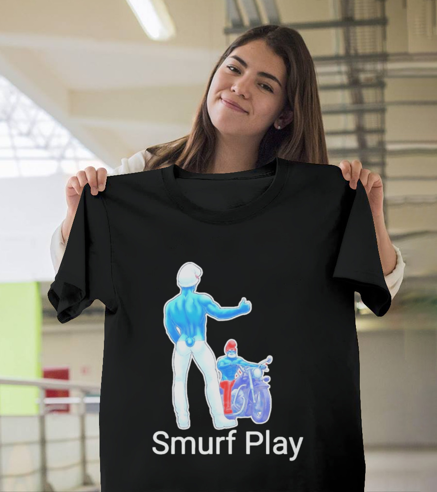 Smurf Play Gay LGBT Biker T-Shirt
