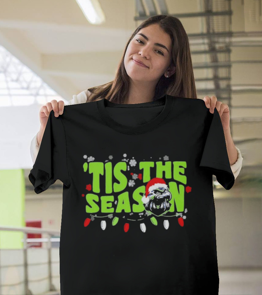 Tis The Season Christmas Seattle Seahawks Football Santa Hat T-Shirt