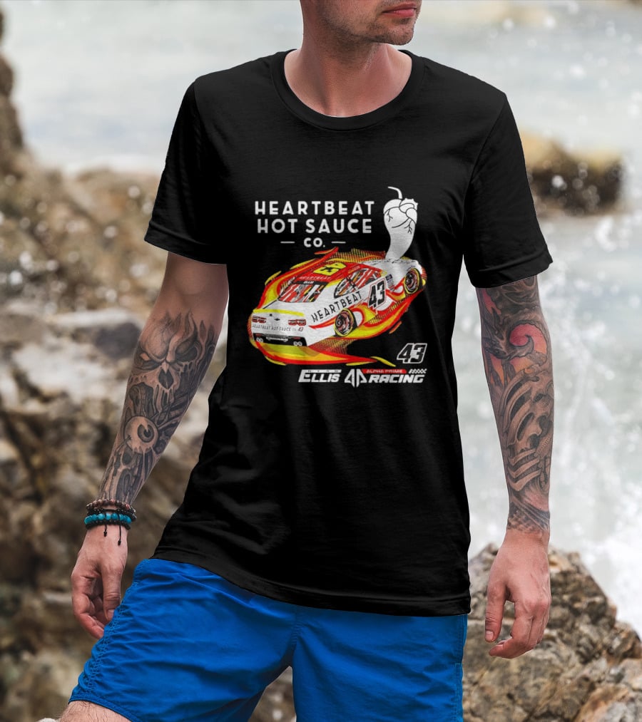 Heartbeat Hot Sauce Co Ryan Ellis 43 Alpha Prime Racing T-Shirt