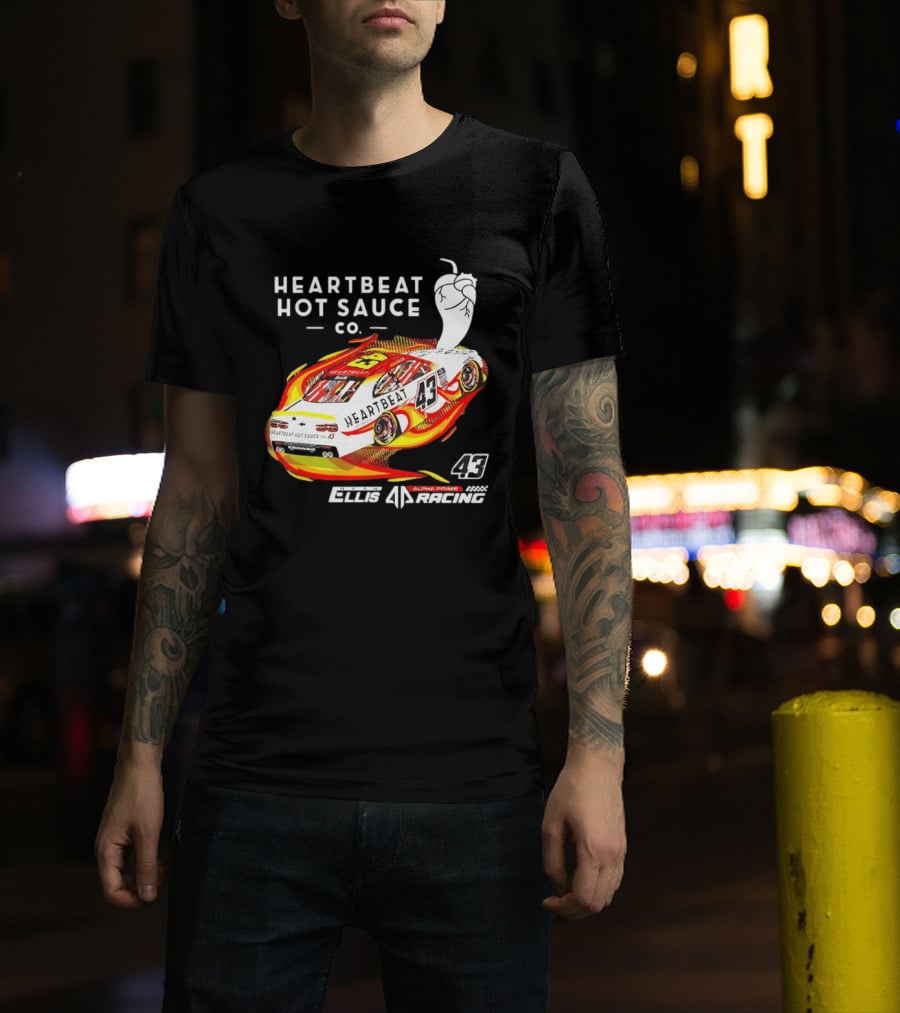 Heartbeat Hot Sauce Co Ryan Ellis 43 Alpha Prime Racing T-Shirt