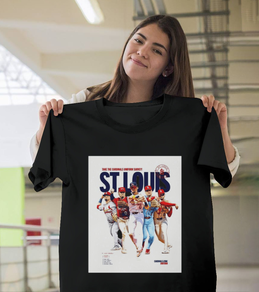 Take The Cardinals Uniform Survey St Louis Historic Baseball Players T-Shirt