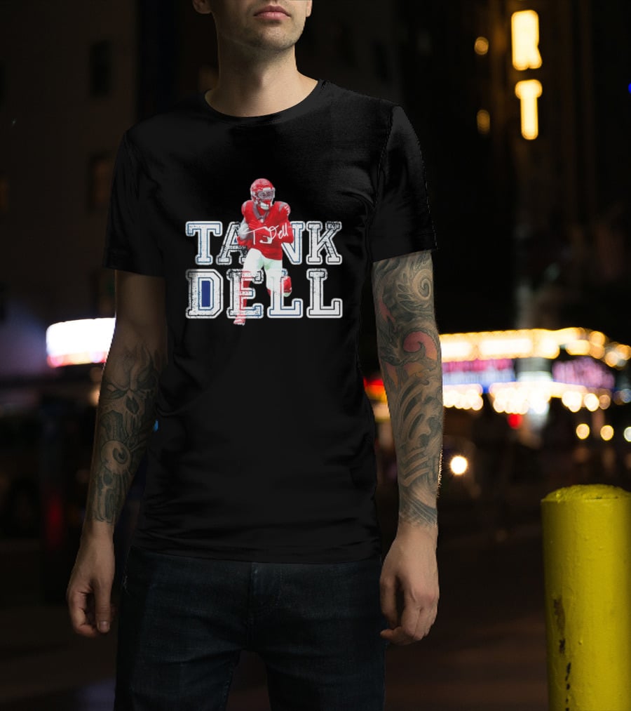 Houston Texans Tank Dell Football Player Run Action T-Shirt