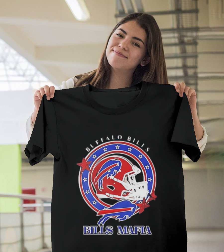 Buffalo Bills Bills Mafia Football Helmet Stars Oval T-Shirt