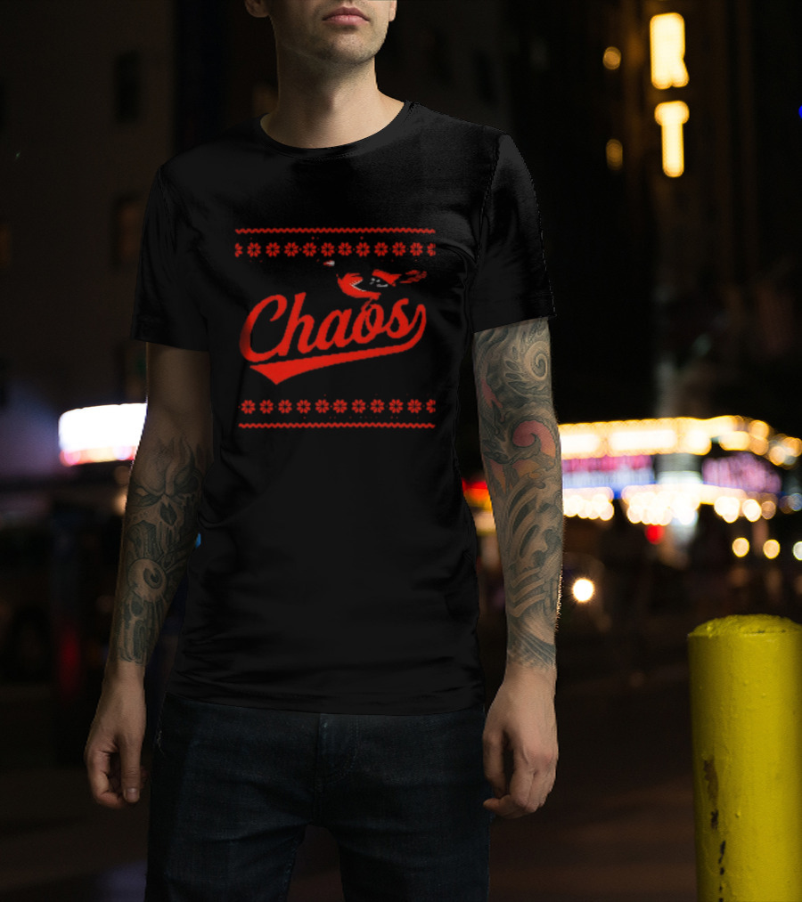Chaos In Baltimore Orioles Ugly Christmas Sweater T-Shirt