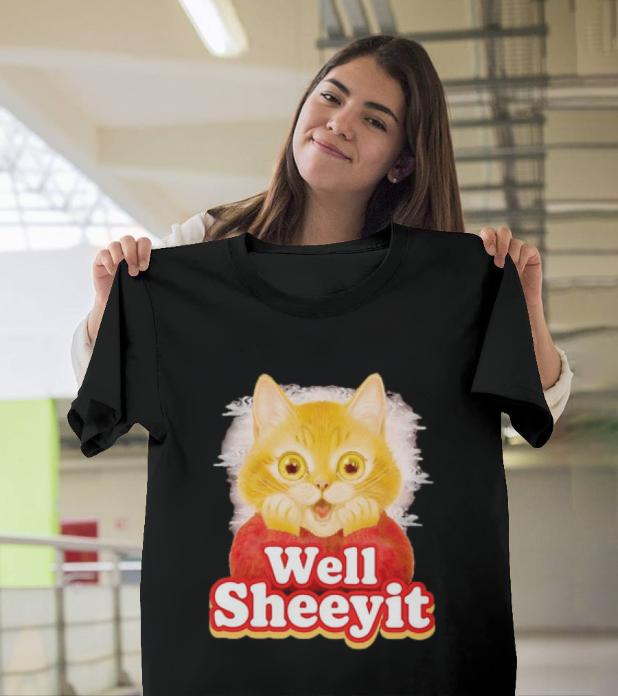 Well Sheeyit Surprised Orange Cat Humor T-Shirt