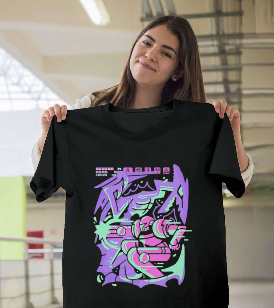 Metroid Space Pirate Skirmish Neon Glitch T-Shirt