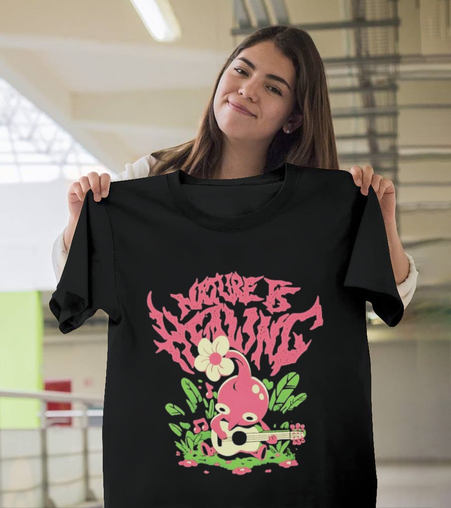 Nature Is Healing Pikmin Playing Guitar T-Shirt
