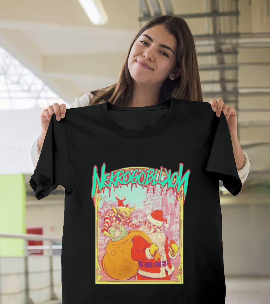 Santa Claus Nekrogoblikon Christmas Goblin Scene T-Shirt