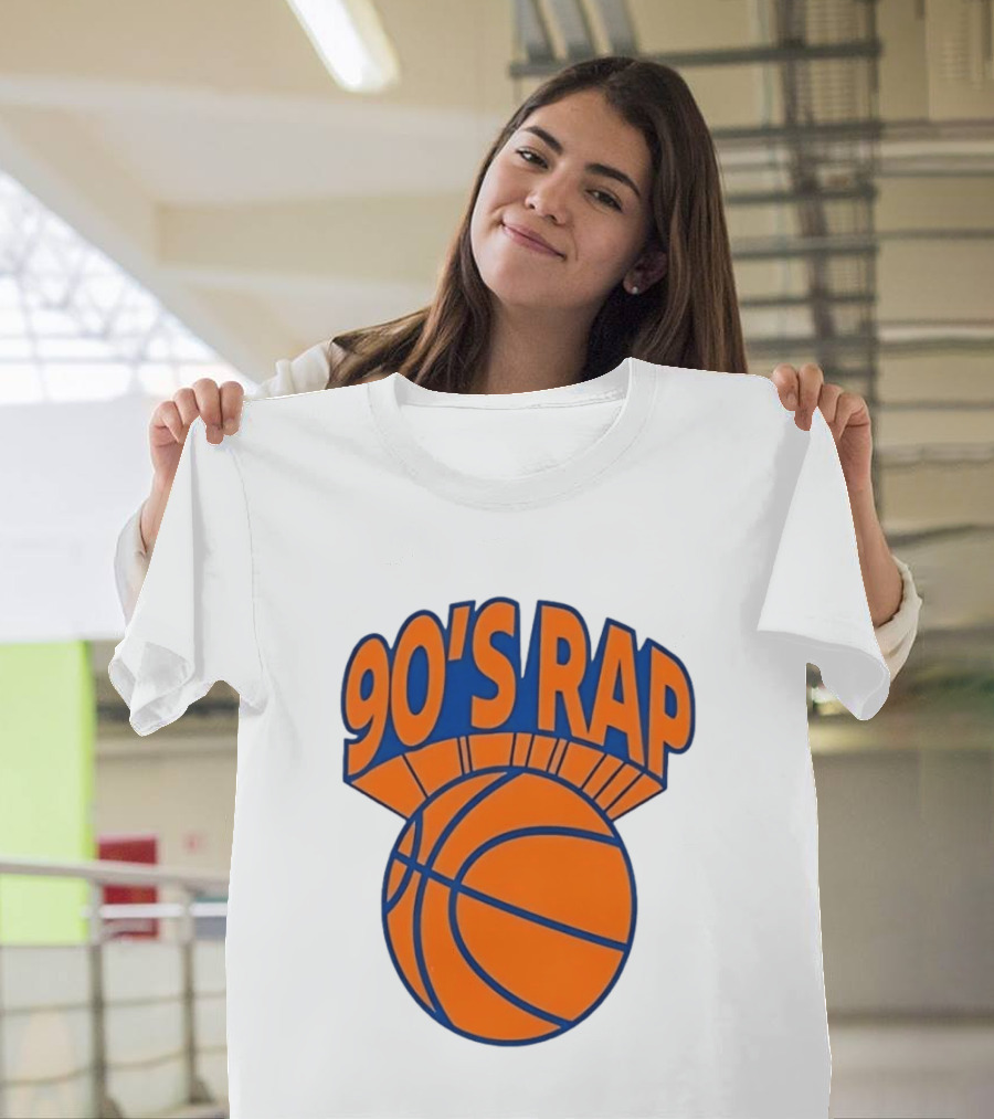90's Rap Basketball Bold Orange Blue T-Shirt