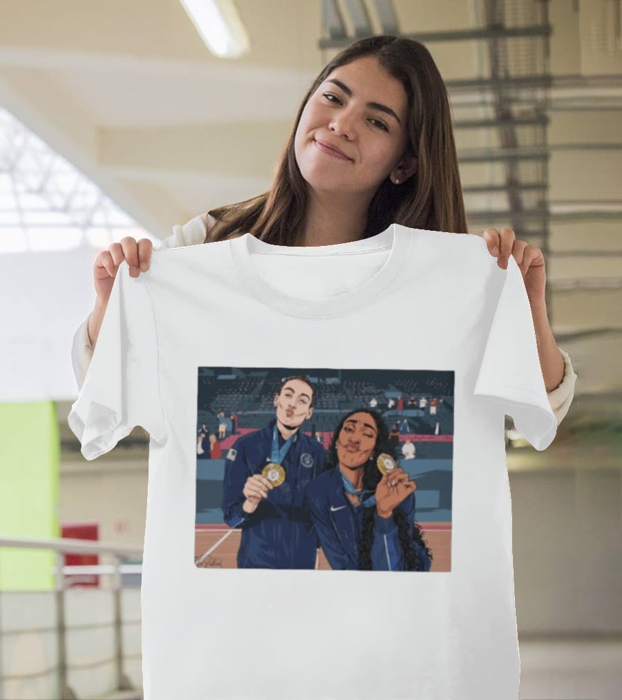 A'Ja Wilson Breanna Stewart Gold Medal Celebration WNBA T-Shirt