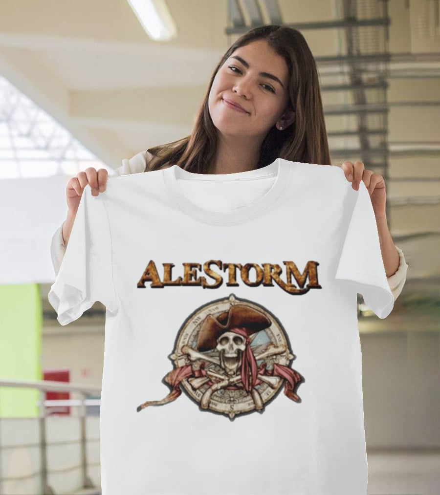 ALESTORM Pirate Skeleton Nautical Compass Skulls Crossbones T-Shirt