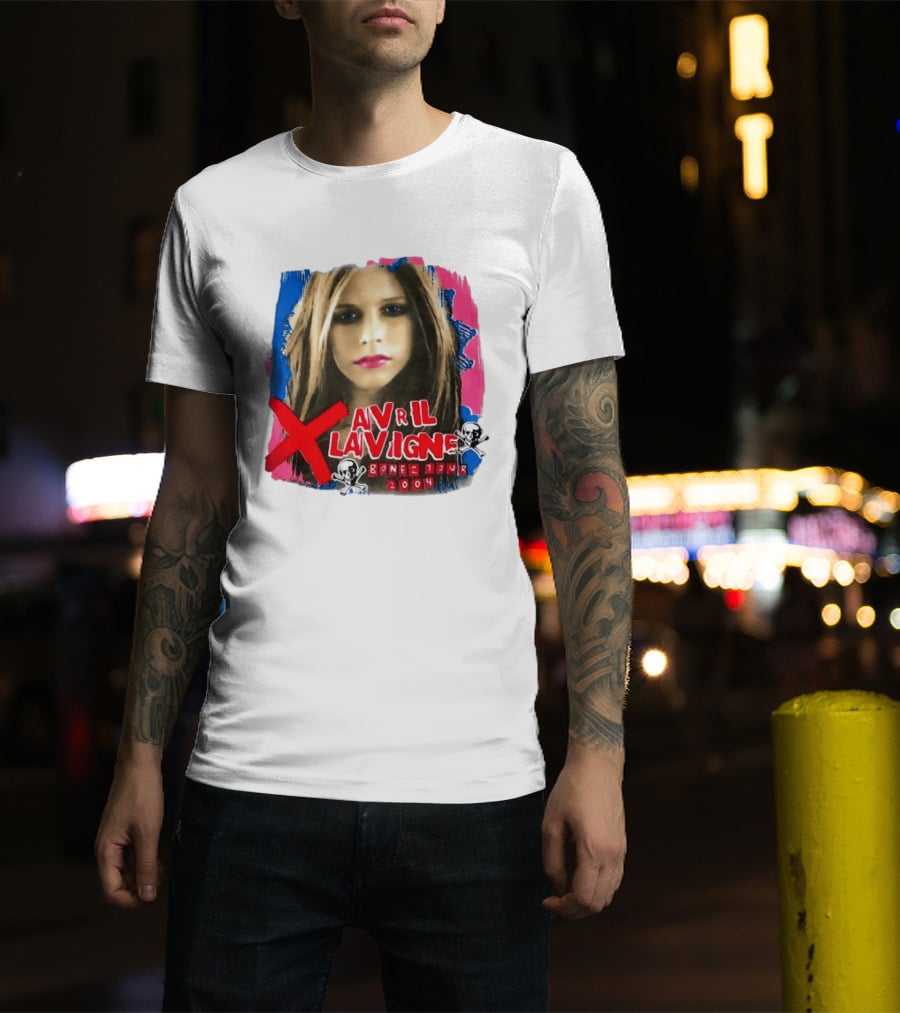 Avril Lavigne Bonez Tour 2004 Skull And Crossbones T-Shirt