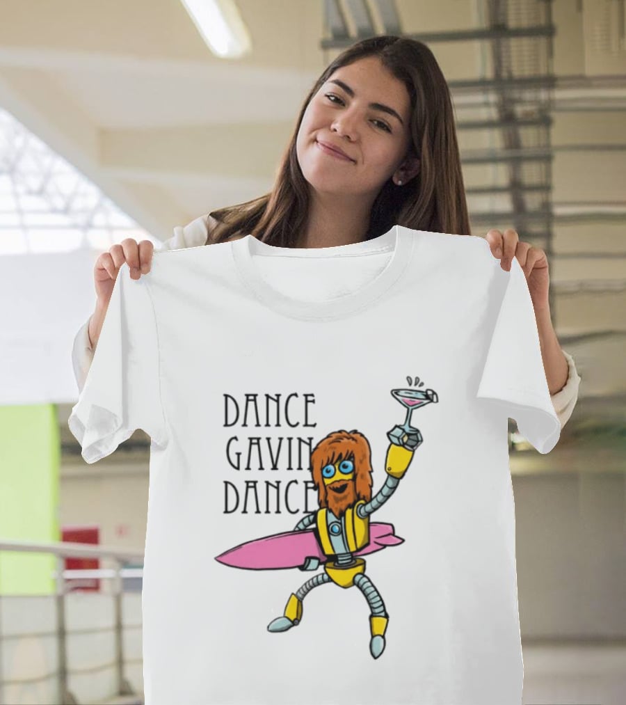 Dance Gavin Dance Surfing Robot With Pink Surfboard And Cocktail T-Shirt
