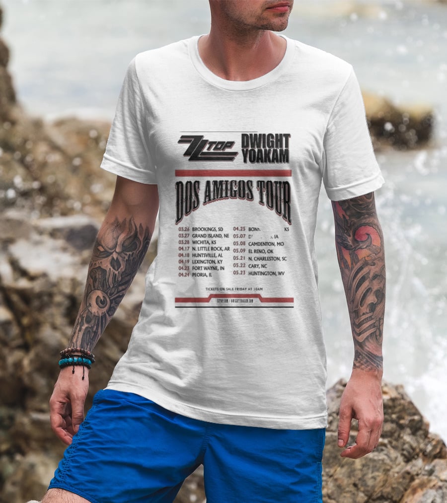 ZZ Top Dwight Yoakam Dos Amigos Tour 2026 Dates And Locations T-Shirt