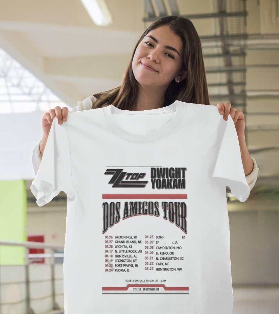 ZZ Top Dwight Yoakam Dos Amigos Tour 2026 Dates And Locations T-Shirt