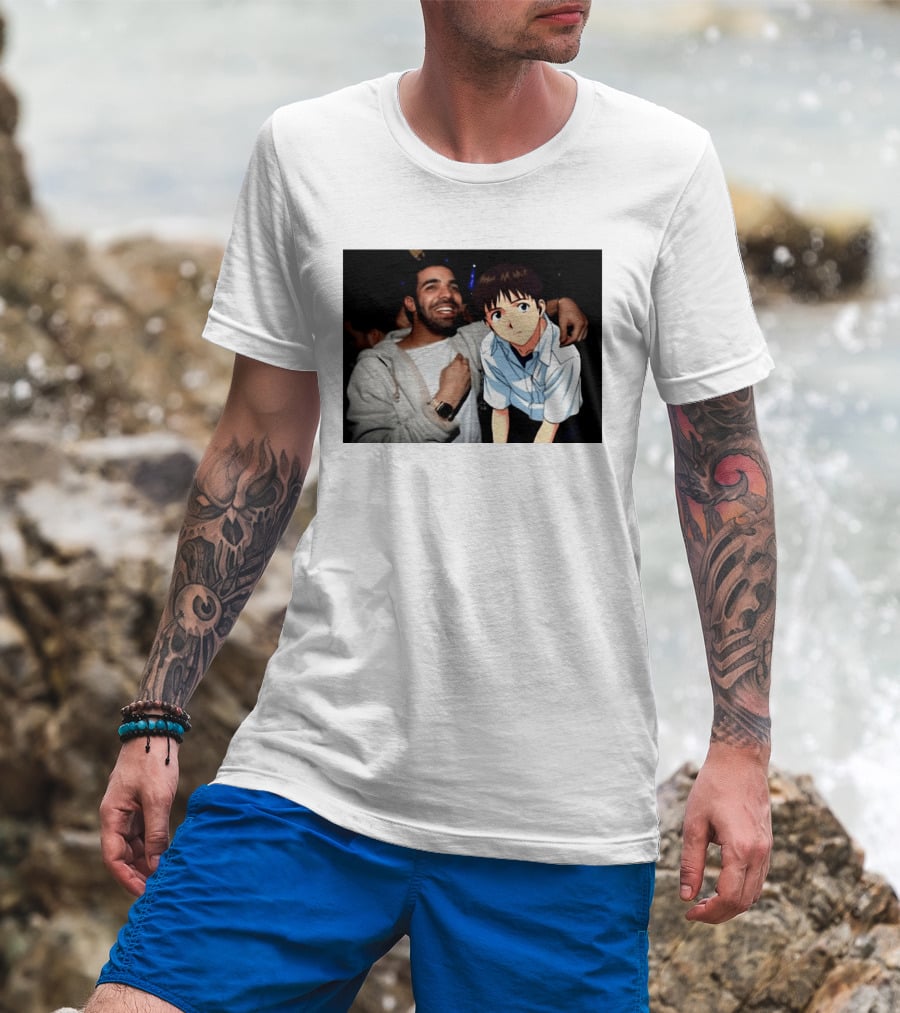 Drake With Shinji Ikari From Evangelion Anime T-Shirt