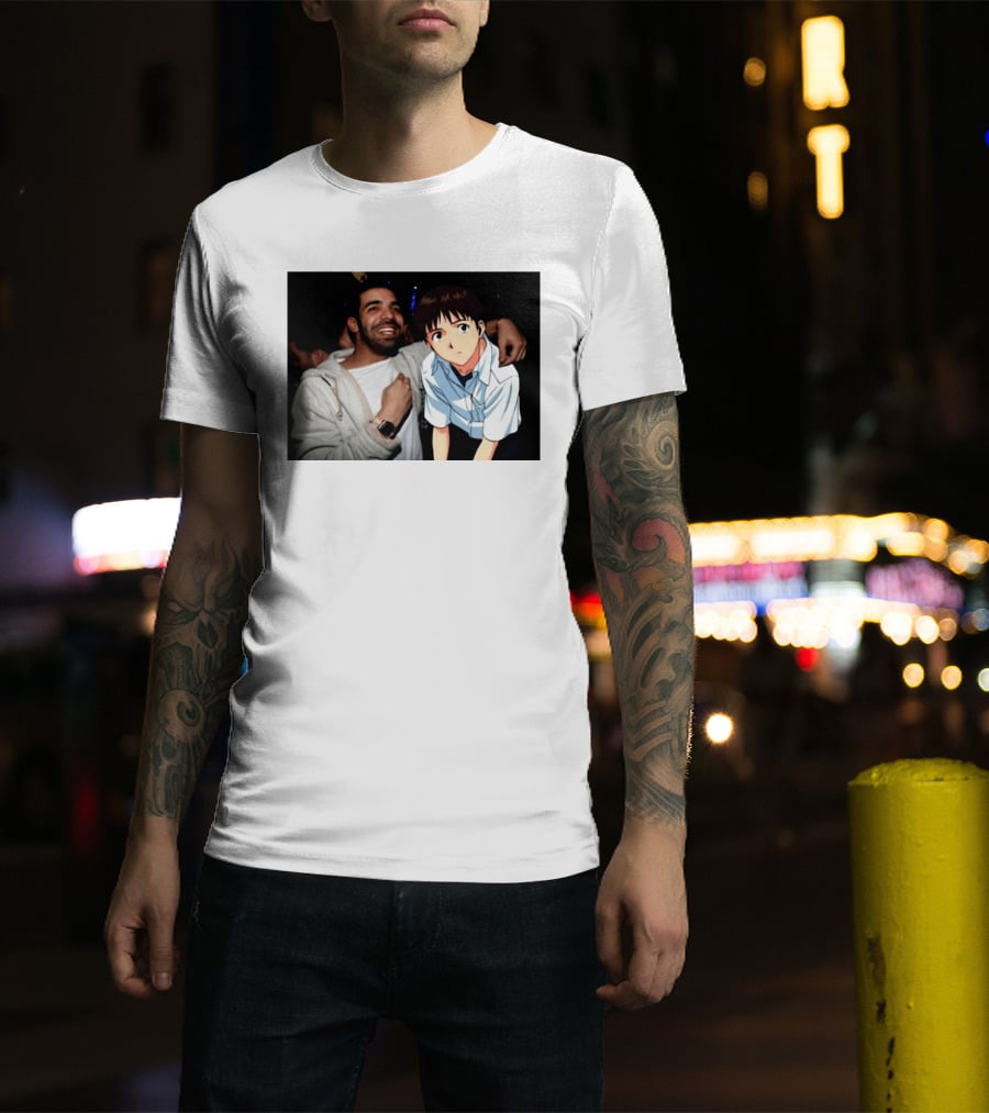 Drake With Shinji Ikari From Evangelion Anime T-Shirt