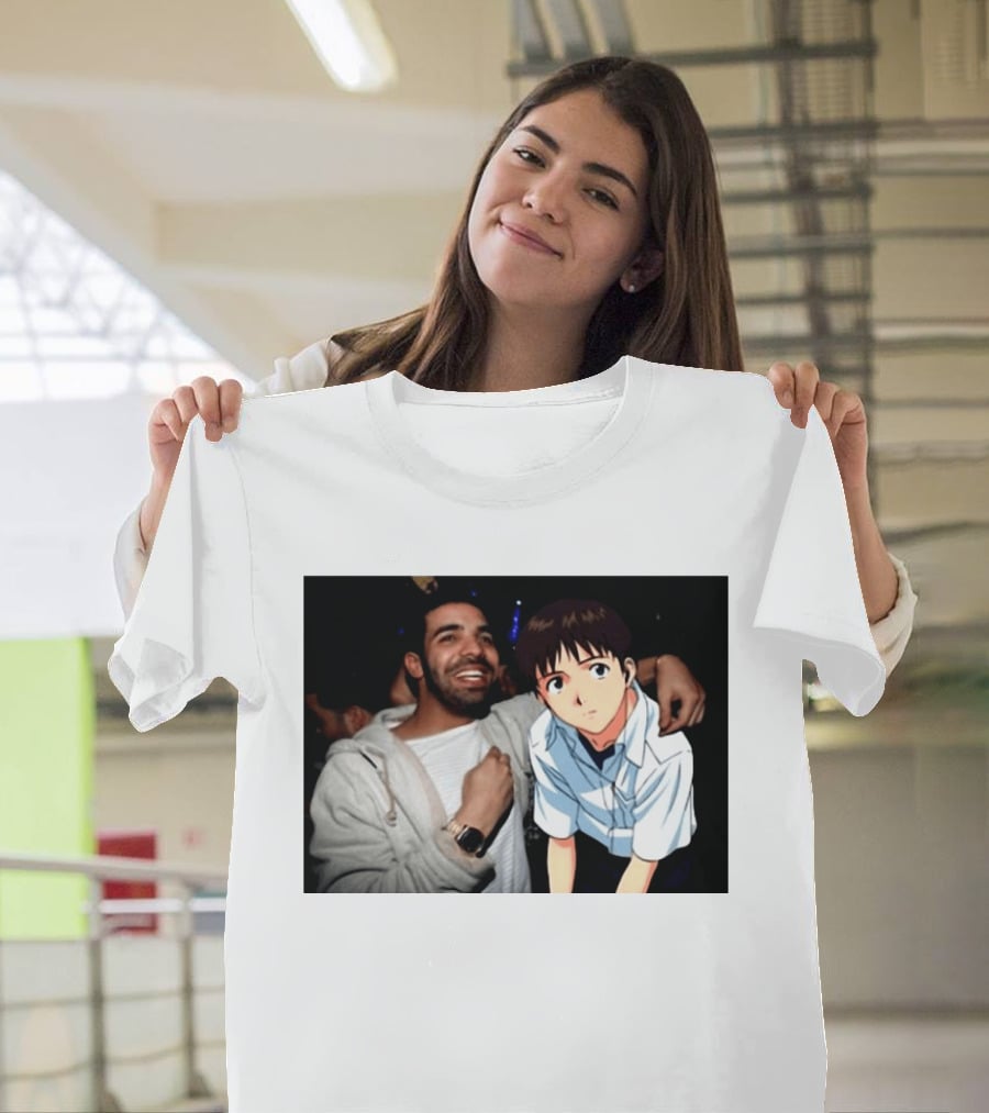 Drake With Shinji Ikari From Evangelion Anime T-Shirt