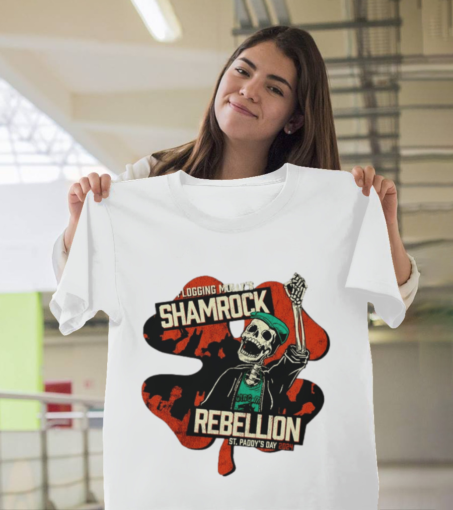 Flogging Molly Shamrock Rebellion St. Paddy's Day 2024 Skeleton T-Shirt