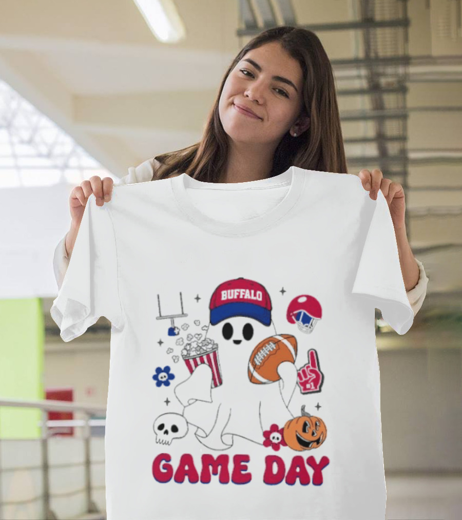 Buffalo Game Day Ghost Halloween Football Fun T-Shirt