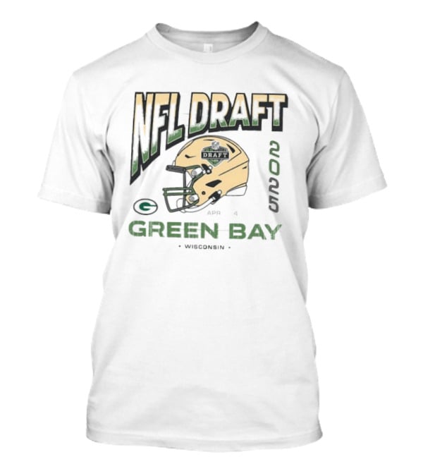 NFL Draft 2025 Green Bay APR 4 Wisconsin Packers Helmet T-Shirt