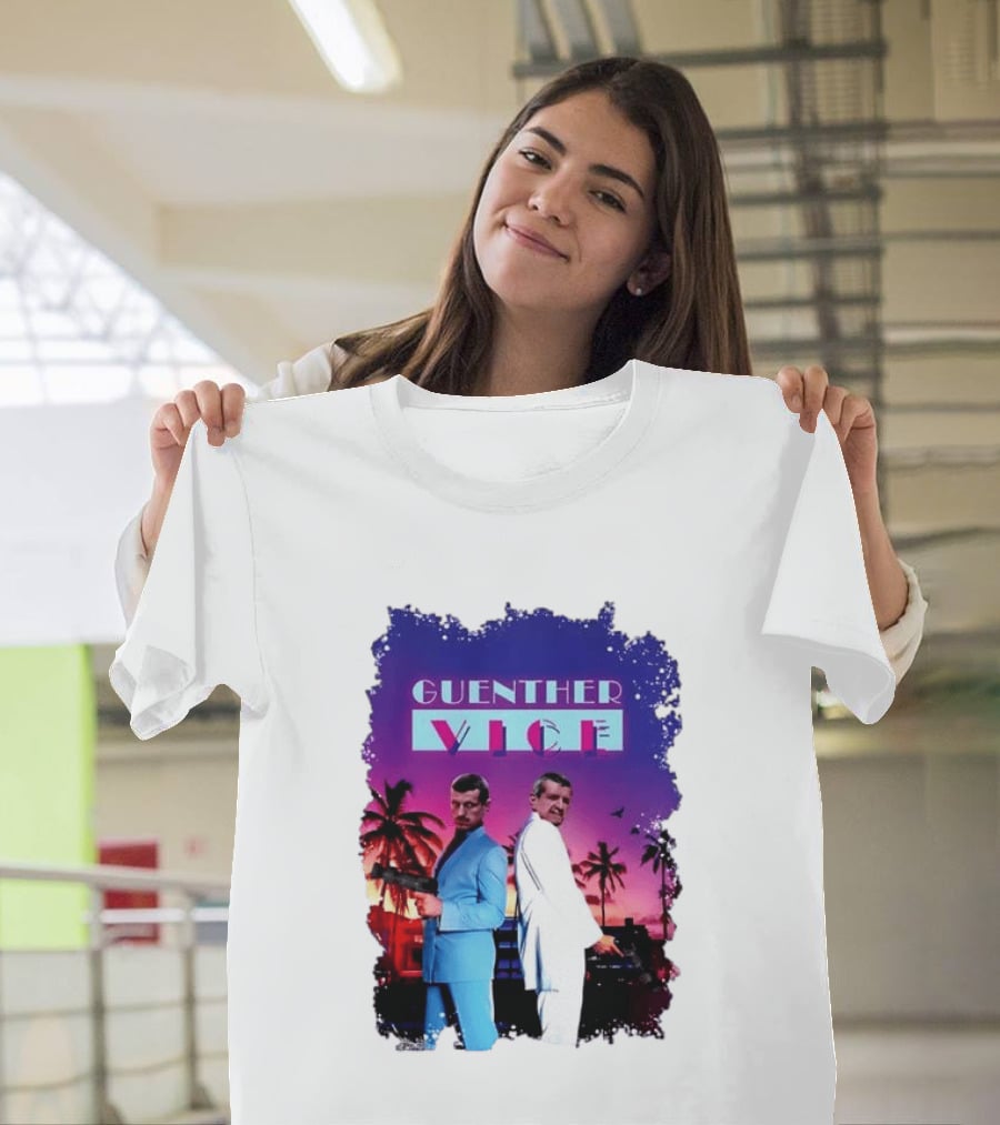 Guenther Vice 80s Retro Miami Style Palm Trees Sunset T-Shirt