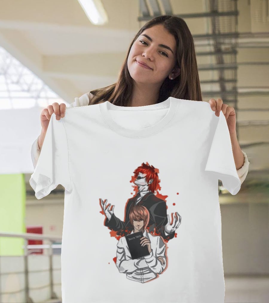 Light Yagami Raito And Ryuk Holding Death Note Anime T-Shirt