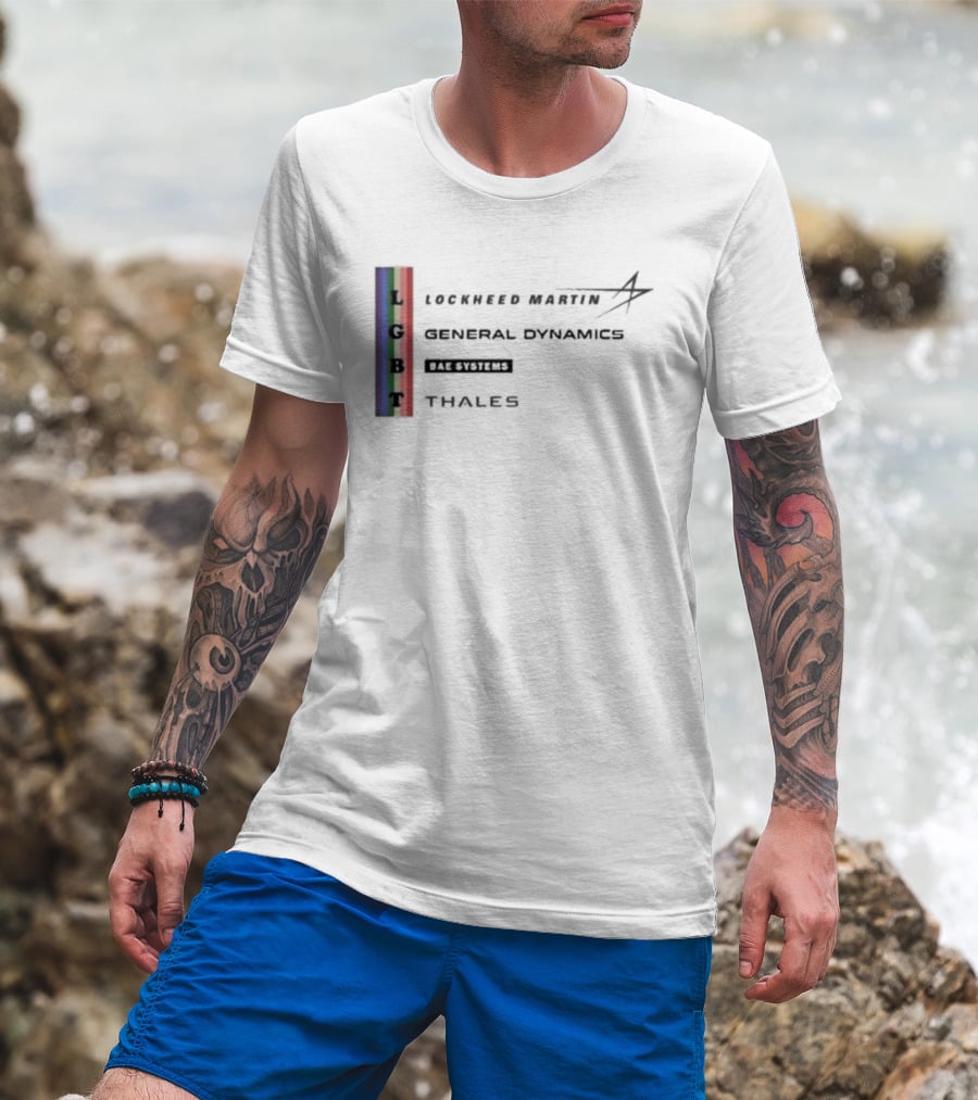Lockheed Martin General Dynamics BAE Systems Thales LGBT Rainbow Vertical T-Shirt