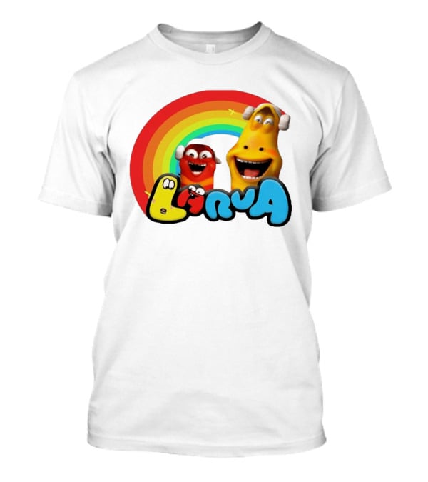 Larva Cartoon Characters With Rainbow T-Shirt