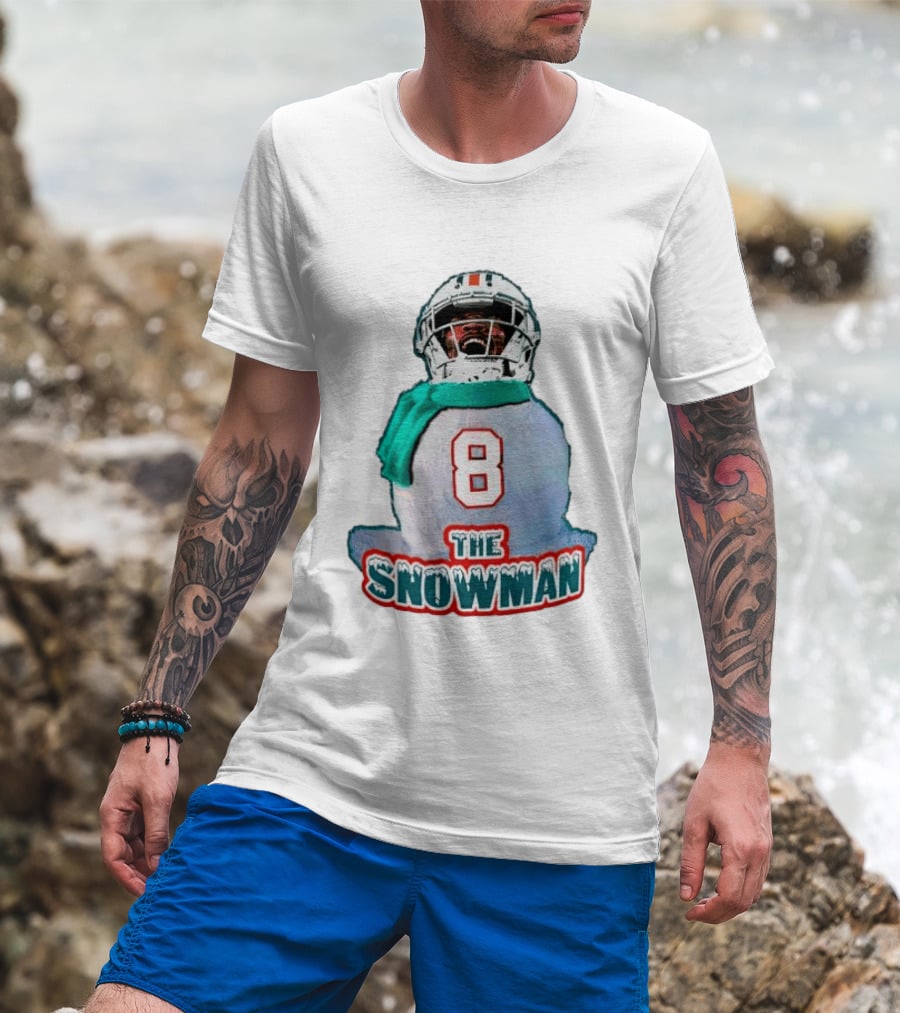 Miami Dolphins Jevon Holland 8 The Snowman Christmas T-Shirt