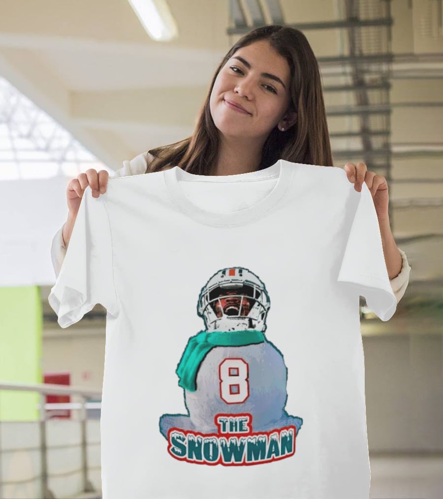 Miami Dolphins Jevon Holland 8 The Snowman Christmas T-Shirt