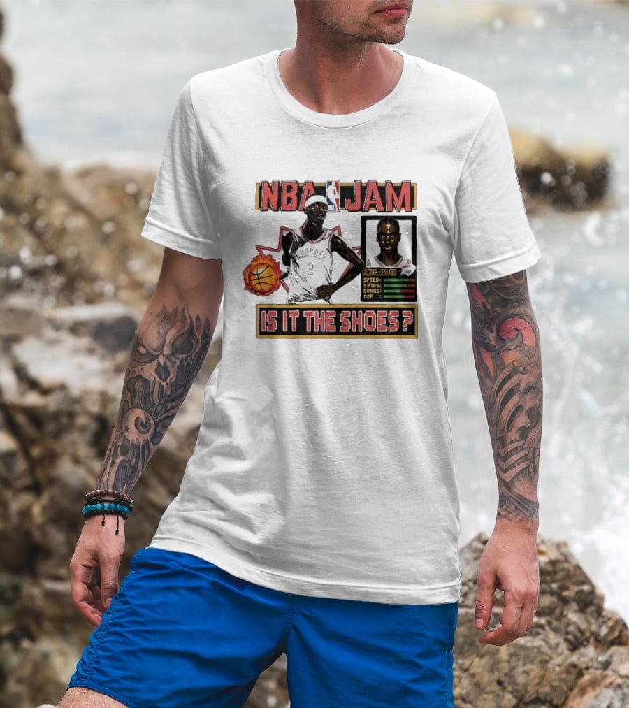 Shai Gilgeous Alexander Oklahoma City Thunder NBA Jam Is It The Shoes Homage Tri Blend T-Shirt