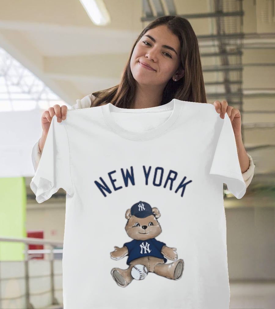 New York Yankees Teddy Bear With Baseball Cap And Baseball Youth T-Shirt
