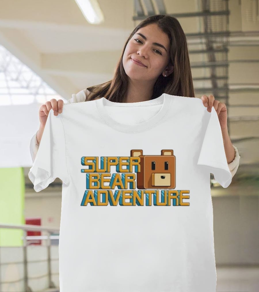 Super Bear Adventure Pixel Art Bear Face T-Shirt