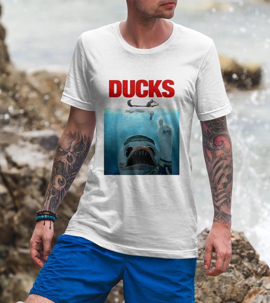 Oregon Ducks Jaws Parody With Washington Huskies Rivalry T-Shirt
