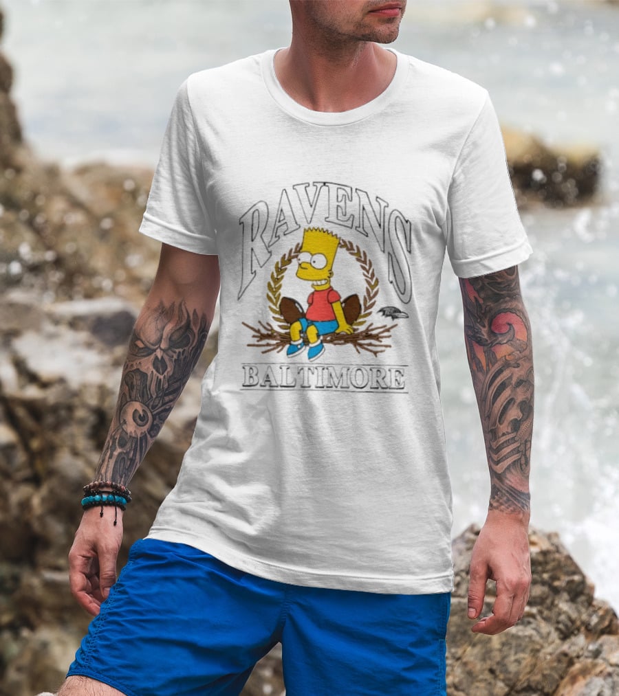 Baltimore Ravens Bart Simpson Crossover 2025 T-Shirt