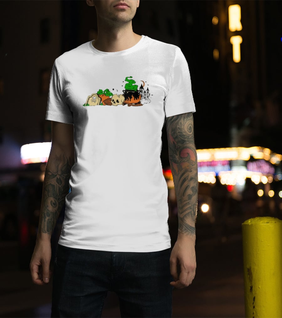 Spooky Kentucky Halloween With Pumpkins And Skull Scene T-Shirt