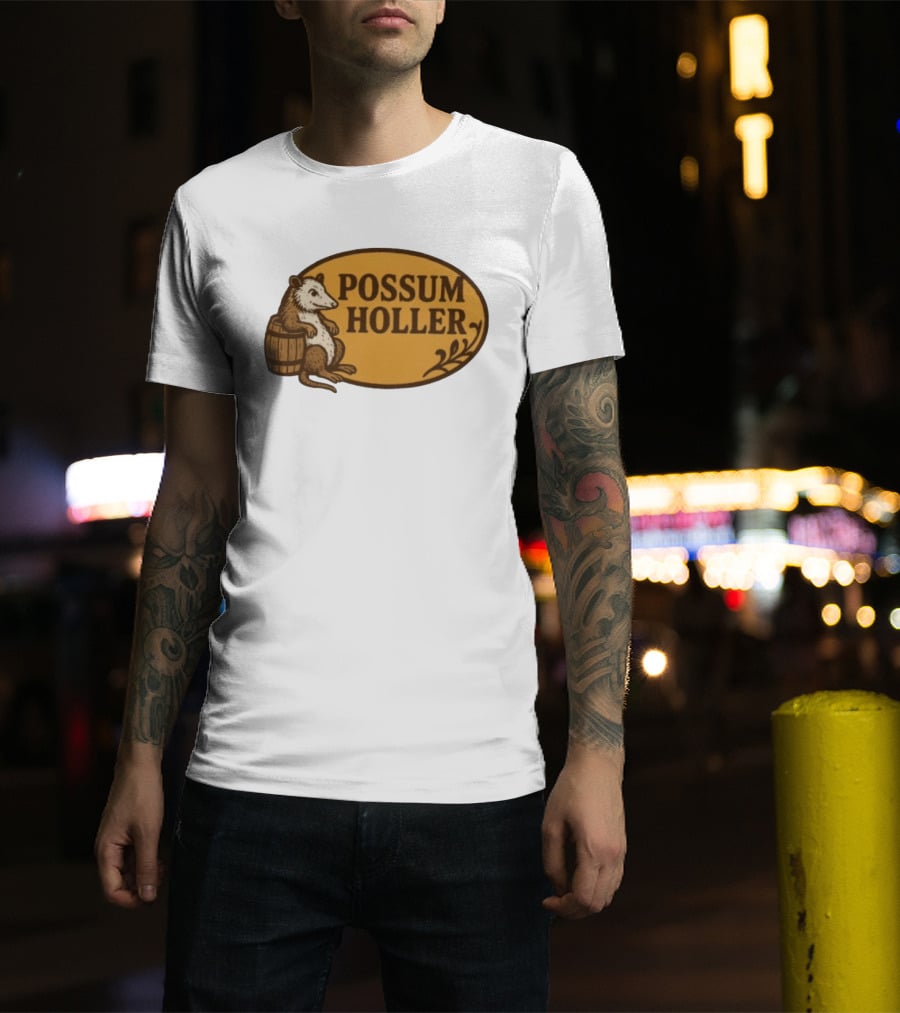 Possum Holler Rustic Opossum With Barrel T-Shirt