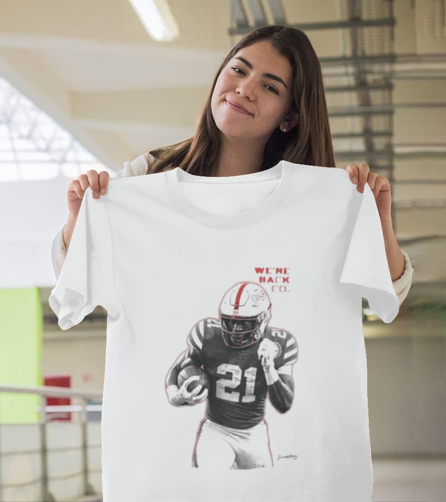 We're Back CO EMoney Backfield Football Player Number 21 Football Helmet Illustrated T-Shirt