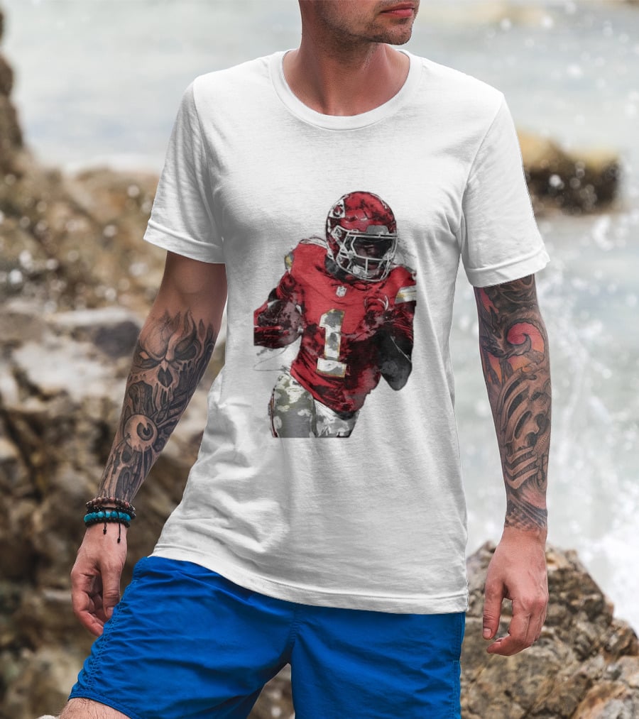 Kansas City Chiefs Xavier Worthy Football Player Number One T-Shirt