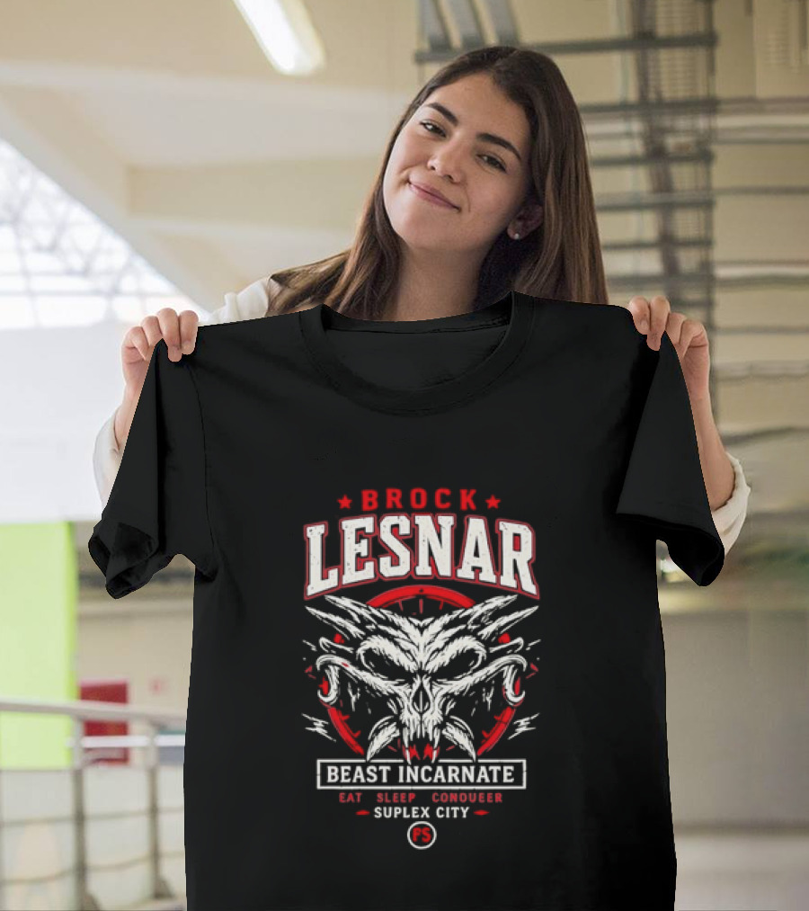 Brock Lesnar Beast Incarnate Eat Sleep Conquer Suplex City Skull Motif T-Shirt
