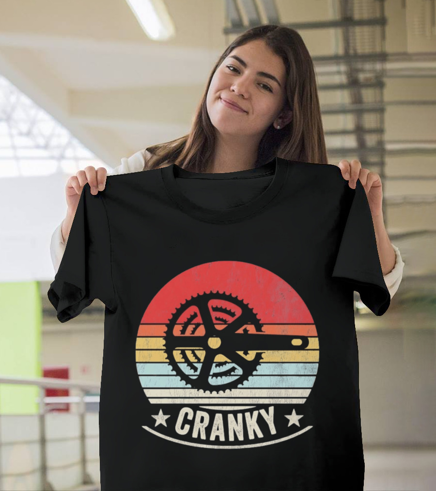 Cranky Sunset Bike Crank Retro Vintage Cycling T-Shirt